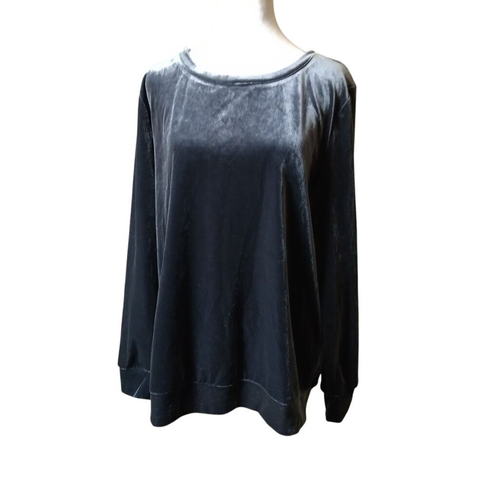 Entro Strappy Open Tie Back Gray Velour Pullover Shirt Size Small Athleisure